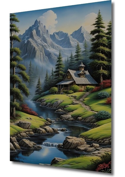 Dağ Evi Manzarası Dekoratif Ahşap Mdf Ev/işyeri Duvar Tablo Dikdörtgen Ev/işyeri Duvar Tablo fiyatları