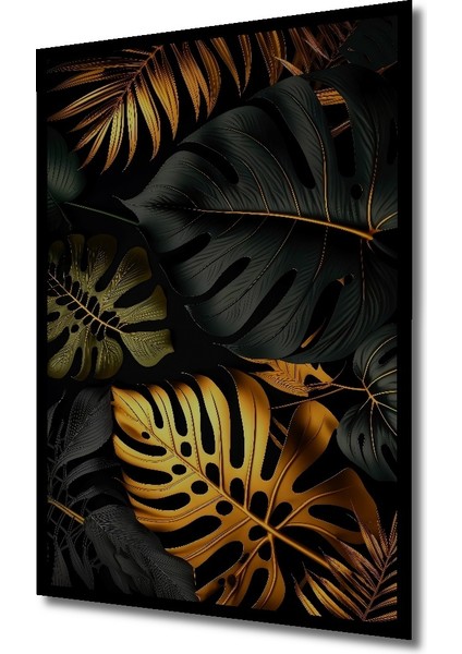 Çerçeve Görünümlü Tropikal Yaprak Dokusu Dekoratif Ahşap Mdf Dikdörtgen Ev,işyeri Duvar Tablo fiyatları