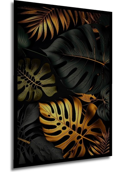 Çerçeve Görünümlü Tropikal Yaprak Dokusu Dekoratif Ahşap Mdf Dikdörtgen Ev,işyeri Duvar Tablo modelleri