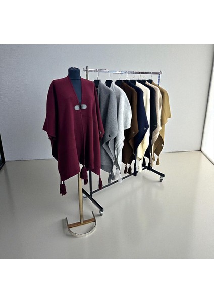 Akmoda Kalın Kışlık Triko Uzun Panço