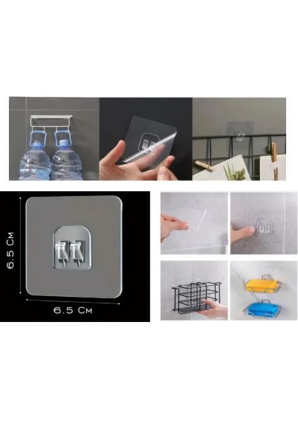 4 Adet - 2 Kanallı Şeffaf Güçlü Duvar Askısı – Raf Yapışkanı - Deliksiz Montaj Için fiyatları