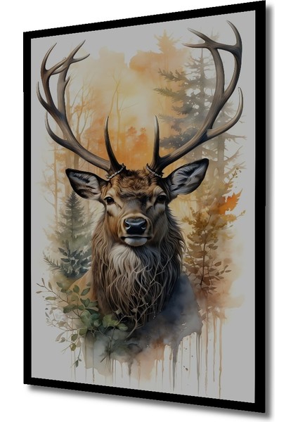Çerçeve Görünümlü Majestik Geyik Ahşap Mdf Dekoratif Ev Duvar Tablo Dikdörtgen Ev Duvar Tablo fiyatları