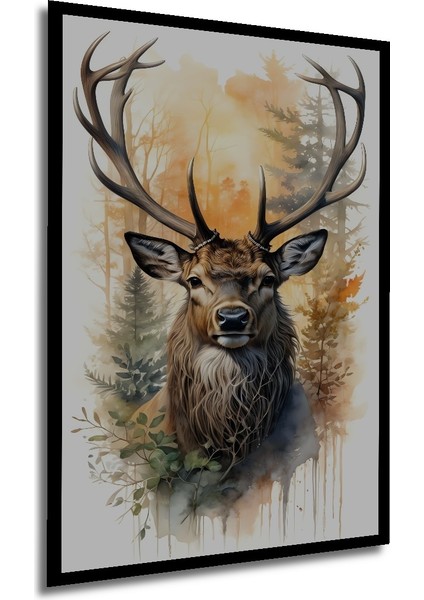 Çerçeve Görünümlü Majestik Geyik Ahşap Mdf Dekoratif Ev Duvar Tablo Dikdörtgen Ev Duvar Tablo modelleri