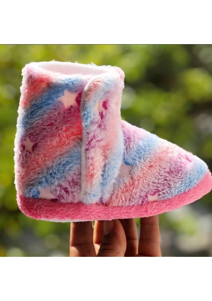 Kız Çocuk Panduf Hologram Yıldız Desenli Cırtlı Kaydırmaz Taban Anaokulu Kreş Ev Ayakkabısı fırsatları