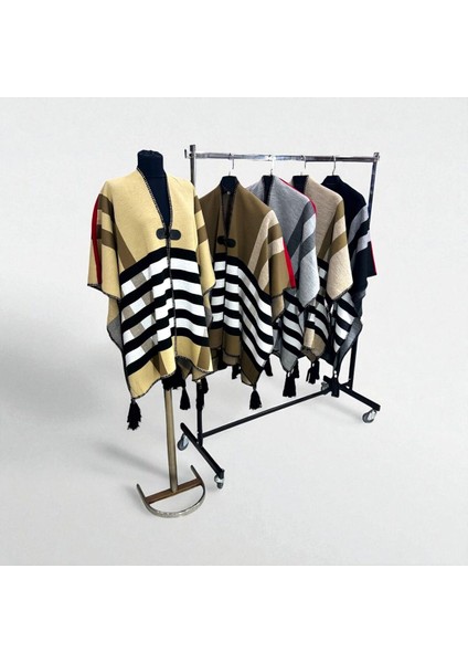 Akmoda Kalın Kışlık Triko Uzun Panço