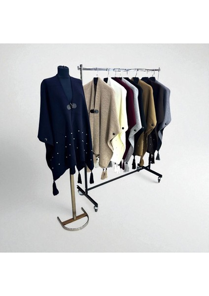 Akmoda Kalın Kışlık Triko Uzun Panço