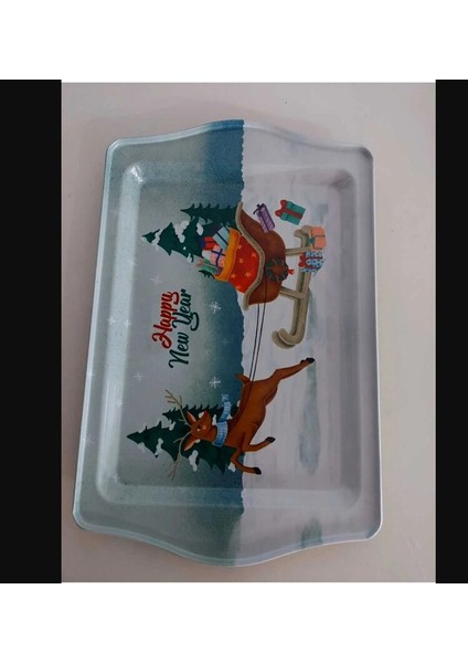 Yılbaşı Temalı Özel Tasarımlı Metal Servis Tepsi Christmas Ev Sofra Mutfak 1 Adet modelleri