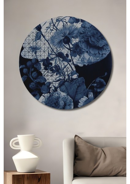 Çiçekli Silüet Dekoratif Ahşap Mdf Ev/işyeri Duvar Tablo Yuvarlak Ev/işyeri Duvar Tablo