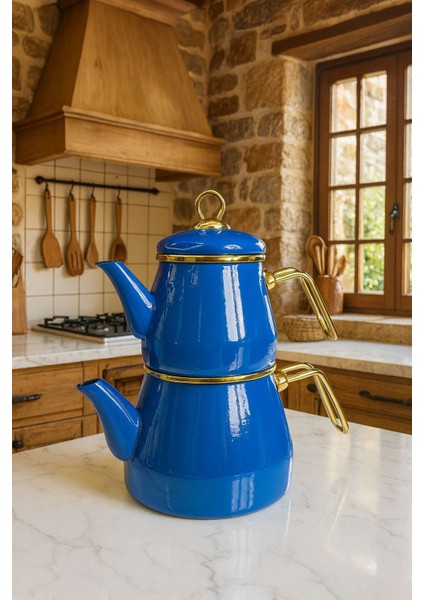 Emaye 3 Parça Paslanmaz Çelik Emaye Çaydanlık - Krem fiyatları