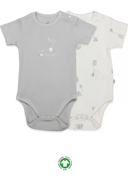 Baby Flying Elephant Yarım Kol 2'li Body 17116 Ekru Gri