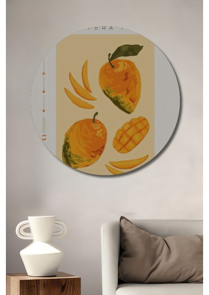 Mango Tropikal Ahşap Mdf Dekoratif Ev/işyeri Duvar Tablo Yuvarlak Ev/işyeri Duvar Tablo