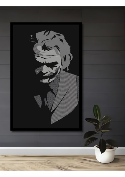 Çerçeve Görünümlü Joker Siyah Beyaz Dekoratif Ahşap Mdf Ev Duvar Tablo Dikdörtgen Ev Duvar Tablo