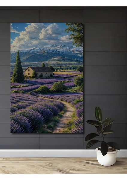 Lavanta Bahçesi Manzaralı Ahşap Mdf Dekoratif Dikdörtgen Ev,işyeri Duvar Tablo