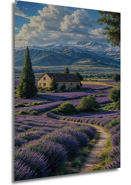 Lavanta Bahçesi Manzaralı Ahşap Mdf Dekoratif Dikdörtgen Ev,işyeri Duvar Tablo modelleri