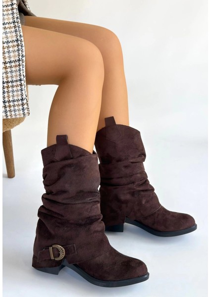 Canty Kahverengi Süet Körüklü Topuklu Çizme modelleri