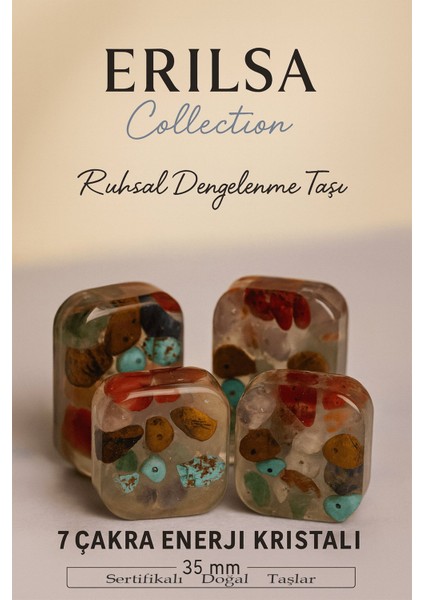 Sertifikalı Kare 7 Çakra Enerji Kristali – Ruhsal Dengenin ve Pozitif Enerjinin Doğal Taş Bloğu