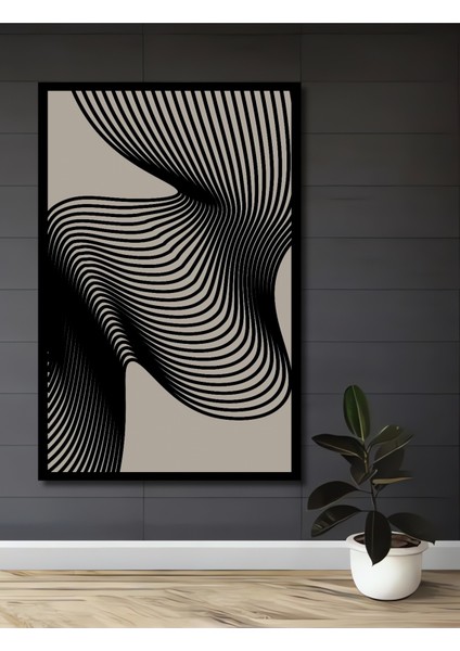 Çerçeve Görünümlü Soyut Dalgalar Dekoratif Ahşap Mdf Ev Duvar Tablo Dikdörtgen Ev Duvar Tablo