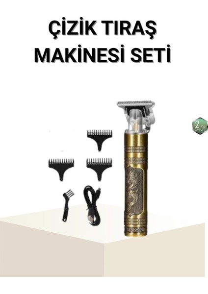 T Bıçaklı Profesyonel Çizik Tıraş Makinesi Seti – 120 Dakika Kullanım, Şarjlı & Kablolu