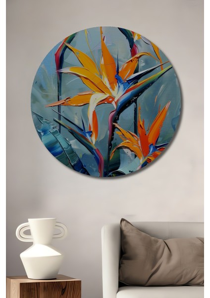 Cennet Kuşu Çiçeği Dekoratif Ahşap Mdf Ev/işyeri Duvar Tablo Yuvarlak Ev/işyeri Duvar Tablo