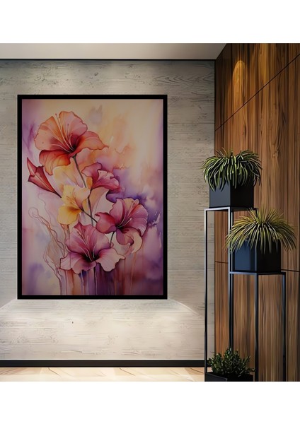 Çerçeve Görünümlü Soyut Çiçek Bahçesi Dekoratif Ahşap Mdf Ev Duvar Tablo Dikdörtgen Ev Duvar Tablo