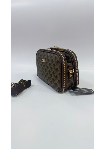 kahverengi desenli Kadın,çok Gözlü ,ayarlanabilir Askılı, Bayan Çapraz Çantası modelleri