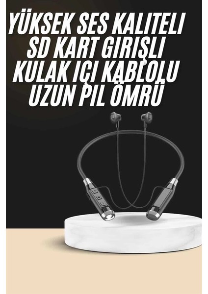Boyun Bantlı Sd Kart Girişli Yüksek Perfomanslı Bluetooth Kulaklık