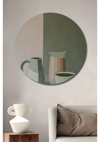 Minimalist Dekoratif Ahşap Mdf Ev/işyeri Duvar Tablo Kahve Zamanı Yuvarlak Ev/işyeri Duvar Tablo