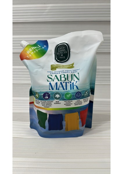 - Sabun Matik™doğal Zeytinyağlı Çamaşır Yıkama Sıvısı Renkliler 1,5 Lt indirimleri