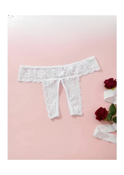 Büyük Beden Kadın 3'lü Özel Bölgeleri Açık Dantelli Tanga Seti CK270045-B modelleri