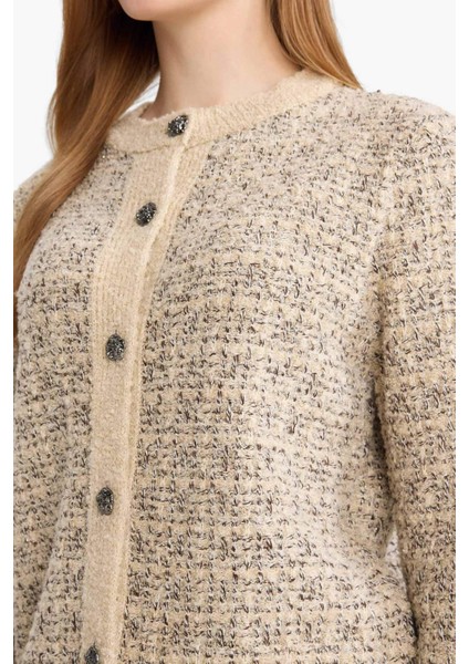 Regular Fit Bisiklet Yaka Düğmeli Triko Hırka D7671AX25WN fırsatları