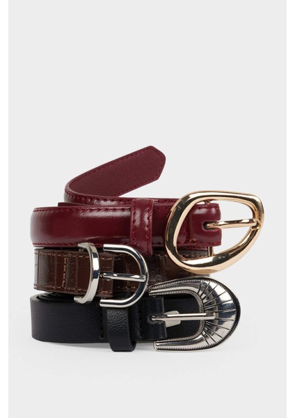 Kadın Suni Deri 3'lü Günlük Kemer F4805AXNS