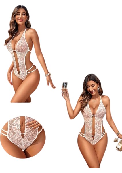Beyaz Dantelli Zincirli Seksi Babydoll CK279252 modelleri