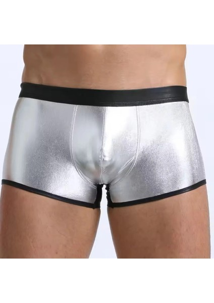 Deri Görünümlü Gümüş Erkek Boxer Tanga CK274607