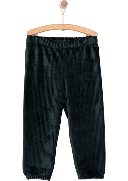 Erkek Bebek Basic Eşofman Alt Kadife Lastikli Paça Ekru