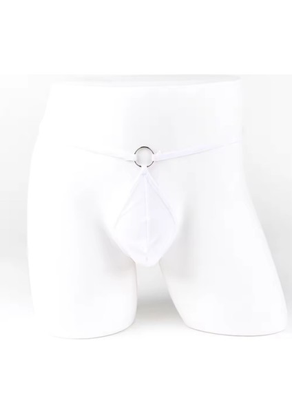 Beyaz Transparan Halkalı Tül Erkek String Seksi Erkek Iç Çamaşırı CK274611