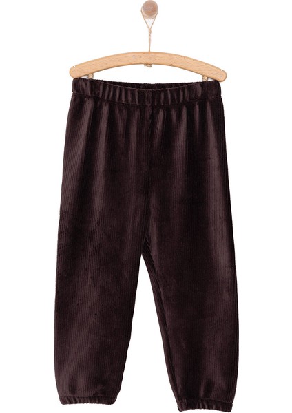 Erkek Bebek Basic Eşofman Alt Kadife Lastikli Paça Ekru