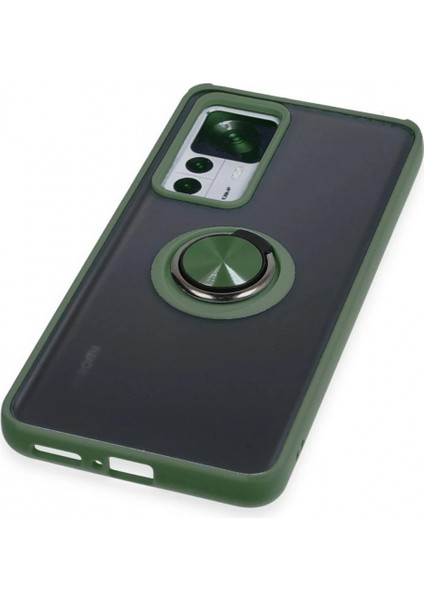 Xiaomi Mi 12T Pro Kılıf Montreal Yüzüklü Silikon Kapak - Yeşil indirimleri