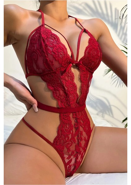 Kadın Kırmızı Dantelli Şık Seksi Gecelik CK279241 fiyatları