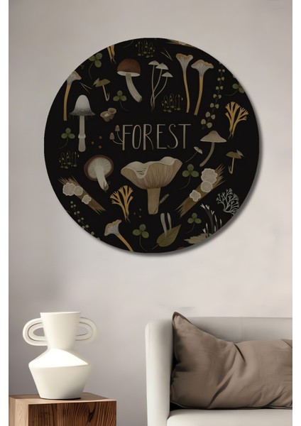 Orman Mantarları Dekoratif Ahşap Mdf Ev/işyeri Duvar Tablo Yuvarlak Ev/işyeri Duvar Tablo