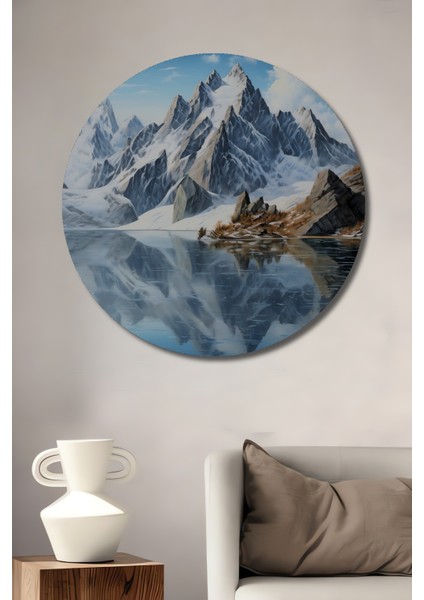 Büyüleyici Dağ Manzarası Dekoratif Ahşap Mdf Ev/işyeri Duvar Tablo Yuvarlak Ev/işyeri Duvar Tablo