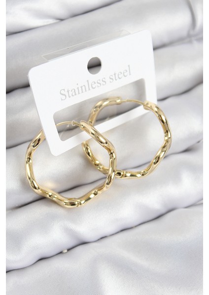 Pirinç Halka Model Gold Renk Kadın Küpe