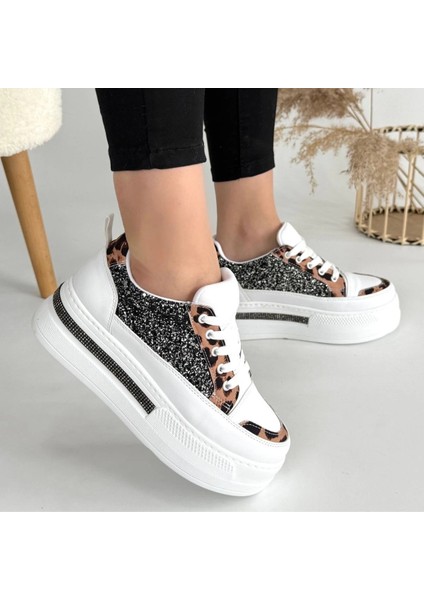 Lawin Beyaz Cilt Siyah Simli Bağcıklı Spor Ayakkabı fırsatları