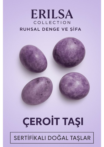 Sertifikalı Çeroit Taşı Kütle 25–30 mm Ruhsal Denge Şifa ve Farkındalık Taşı