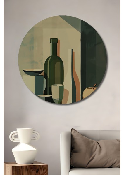 Minimalist Doğa Ölü Işyeri Duvar Tablo Ahşap Mdf Dekoratif Tableau Yuvarlak Işyeri Duvar Tablo