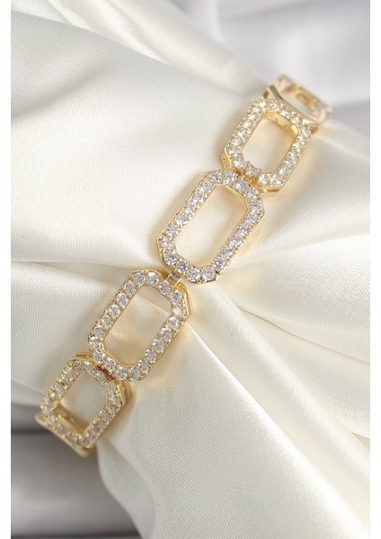 Pirinç Gold Renk Zirkon Taşlı Zincir Model Xuping Vıp Exclusive Seri Bileklik
