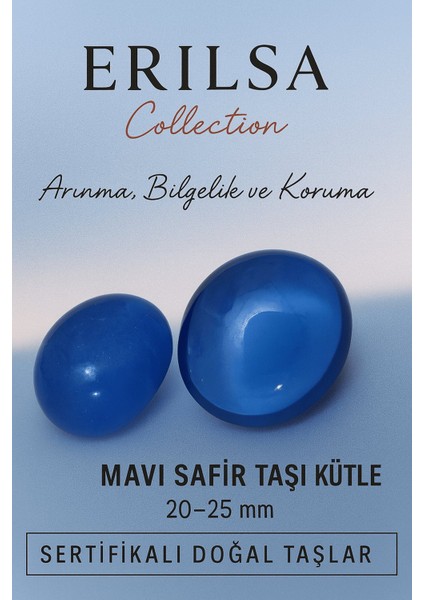 Sertifikalı Mavi Safir Taşı Kütle 20–25 mm Arınma Bilgelik ve Koruma Enerjisi Taşı