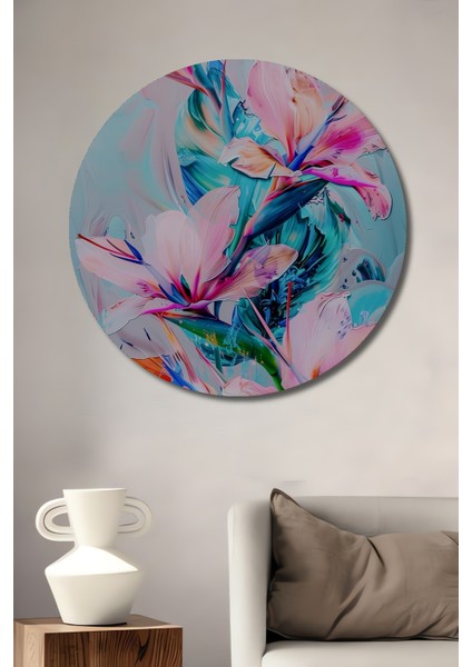 Soyut Çiçek Tasarımı Dekoratif Ahşap Mdf Ev/işyeri Duvar Tablo Yuvarlak Ev/işyeri Duvar Tablo