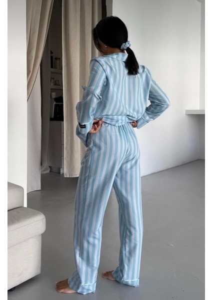 Saten Bebek Mavisi Pijama Takımı modelleri