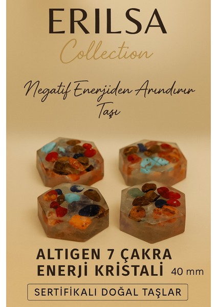 Sertifikalı Altıgen 7 Çakra Enerji Kristali – Ruhsal Dengenin ve Pozitif Enerjinin Doğal Taş Bloğu