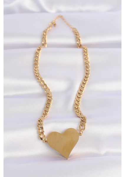 316L Çelik Zincir Altın Renk Düz Plaka Kalp Kolye fiyatları